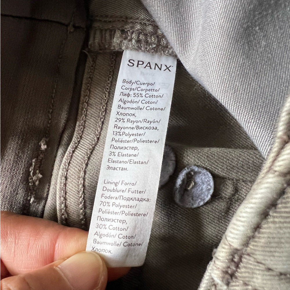 Spanx Stretch Twill Ankle Cargo Pull On Slimming Pants Sz XL in Army Green - Picture 15 of 16